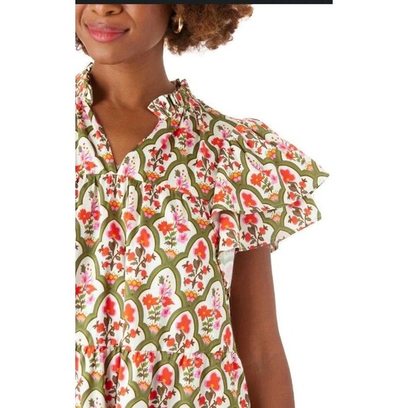 CROSBY by Mollie Burch Dress Sz XXL Floral Cotton Tiered Full A-line Tent Mini - Picture 16 of 16